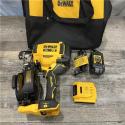 AS-IS DEWALT 20V MAX Lithium-Ion 15-Degree Electric Cordless Roofing Nailer Kit