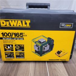 GOOD DEWALT 12V MAX Lithium-Ion 100 Ft. Green Self-Leveling 3-Beam 360 Degree Laser Level with 2.0Ah Battery, Charger and Case