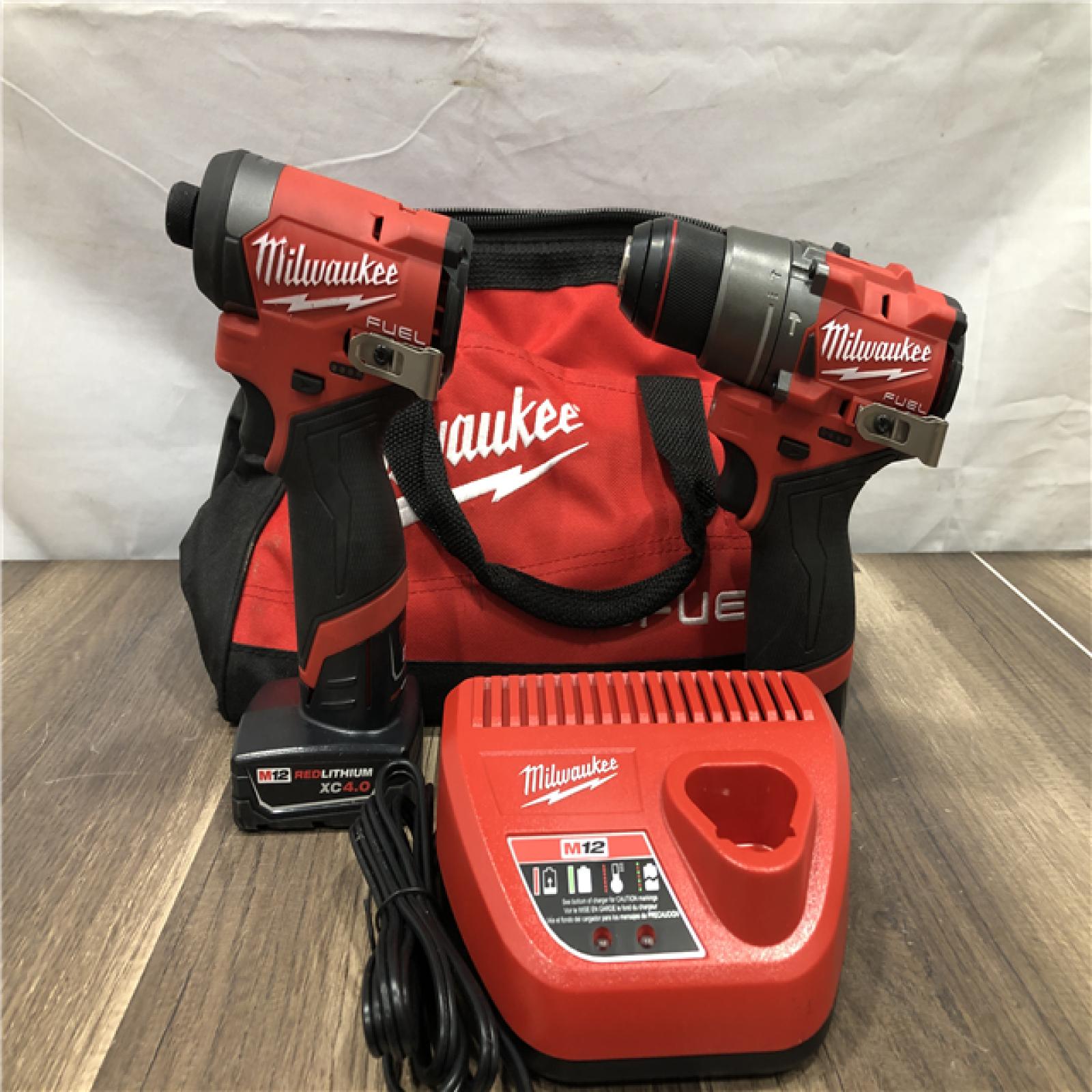 AS-IS Milwaukee FUEL 12-Volt Lithium-Ion Brushless Cordless Hammer Drill and Impact Driver Combo Kit