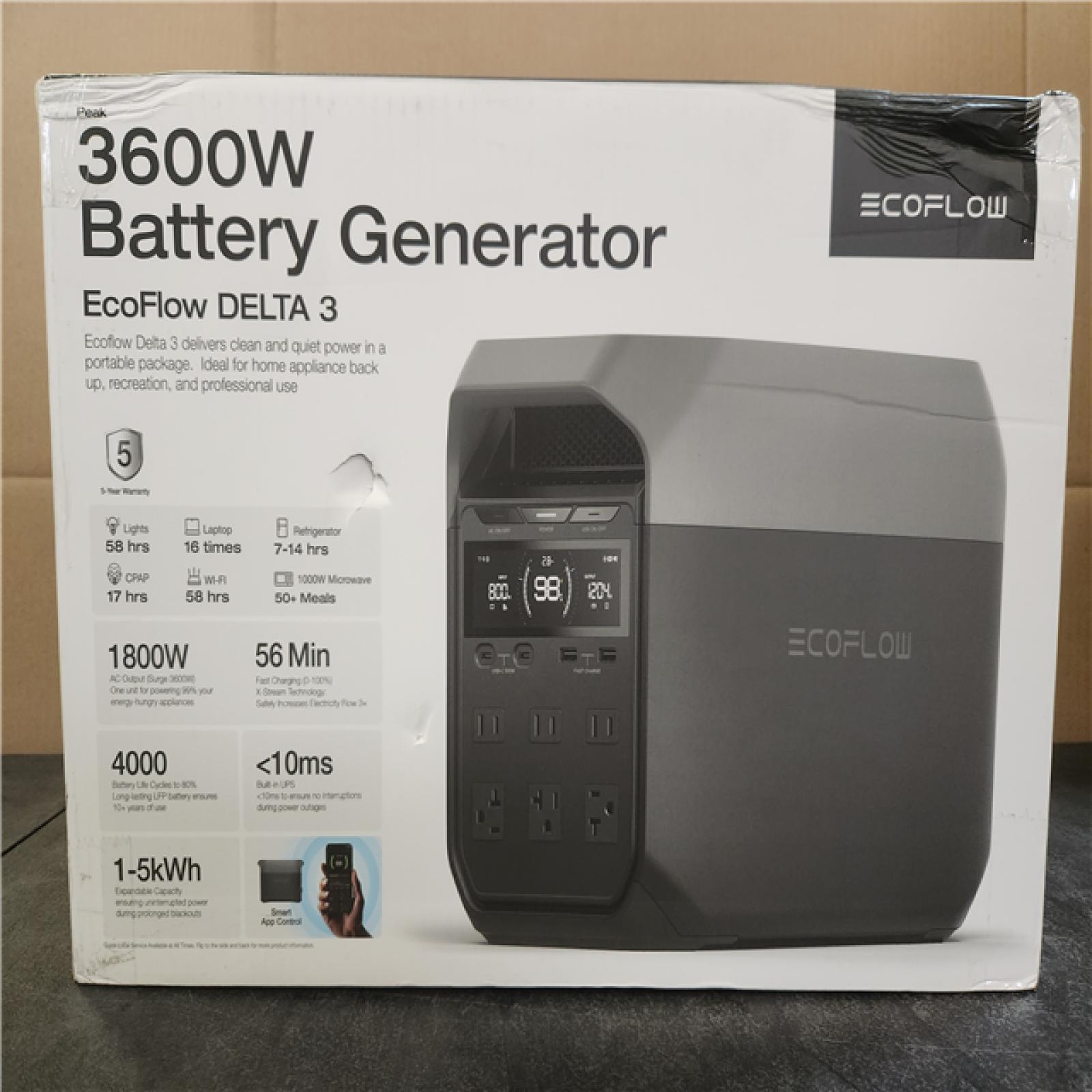 Phoenix NEW EcoFlow 1800-Watt DELTA 3 Portable LFP Power Station, 1024Wh Battery Generator, Push-Button Start, Home Backup, RVs, Camping