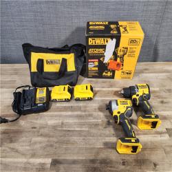HOUSTON LOCATION - AS-IS Dewalt DCK225D2 20V MAX ATOMIC Brushless Compact Lithium-Ion 1/2 in. Cordless Drill Driver and 1/4 in. Impact Driver Combo Kit with 2 Batteries 2 Ah