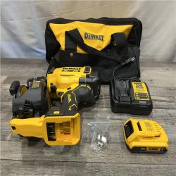 AS-IS DEWALT 20V MAX Lithium-Ion 15-Degree Electric Cordless Roofing Nailer Kit
