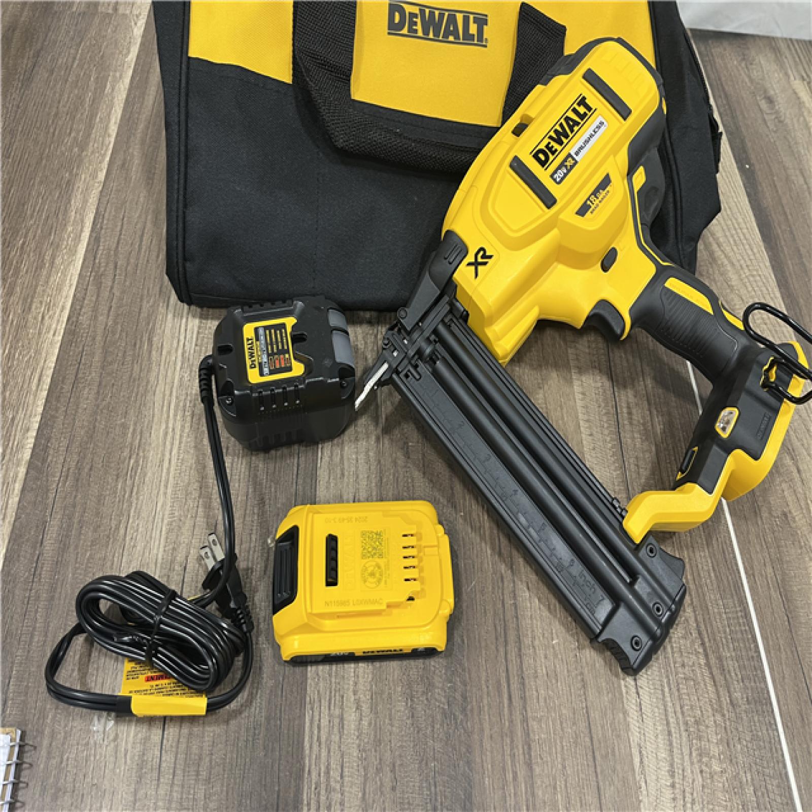 AS-IS DEWALT 20V MAX XR Lithium-Ion 18-Gauge Electric Cordless Brad Nailer, (1) 3.0Ah Battery, and Charger