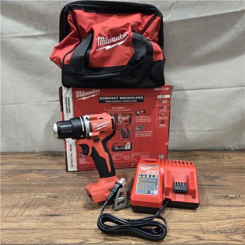 AS-IS Milwaukee M18 Compact Brushless Cordless 1/2 in. Drill/Driver Kit