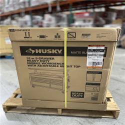 DALLAS LOCATION - Husky 52 in. W x 25 in. D Heavy Duty 9-Drawer Mobile Workbench Cabinet with Adjustable-Height Hardwood Top in Matte Black