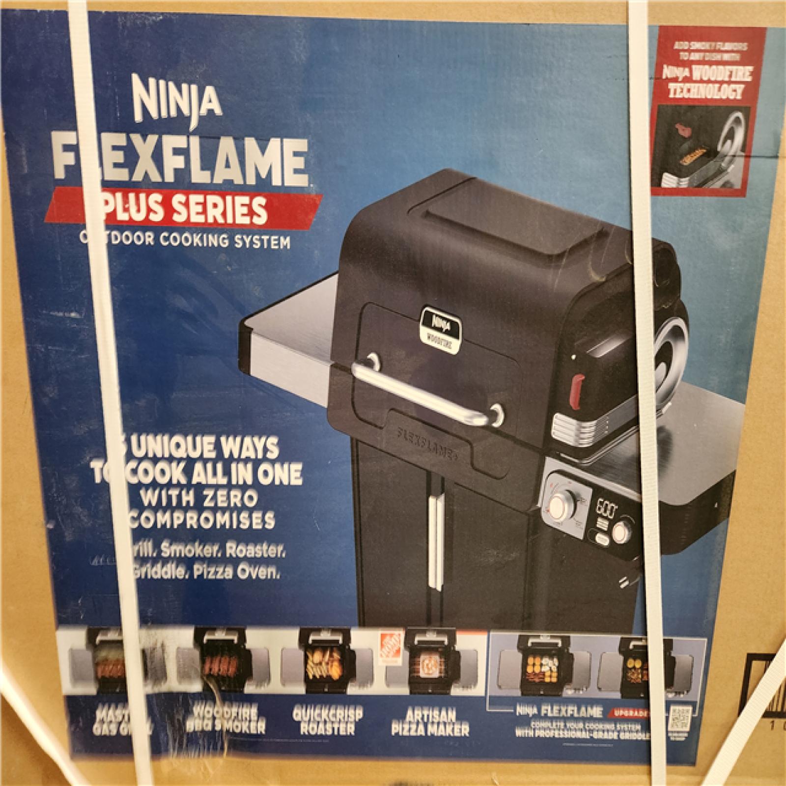 Phoenix NEW NINJA FlexFlame Plus 3-Burner Outdoor Cooking BBQ, 5-in-1 Propane and Electric Grill, Smoker, Roaster, Pizza Maker in Black
