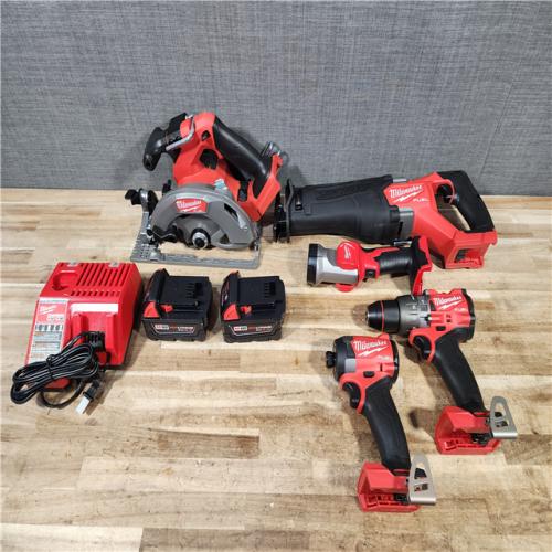 HOUSTON LOCATION - AS - IS M18 FUEL 18V Lithium-Ion Brushless Cordless 5-Tool Combo Kit with Two 5.0 Ah Batteries  1 Charger 1 Tool Bag