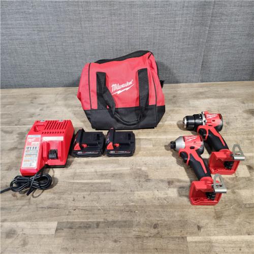 HOUSTON LOCATION - AS-IS Milwaukee M18 18V Lithium-Ion Brushless Cordless Compact Drill/Impact Combo Kit (2-Tool) W/(2) 2.0 Ah Batteries  Charger & Bag