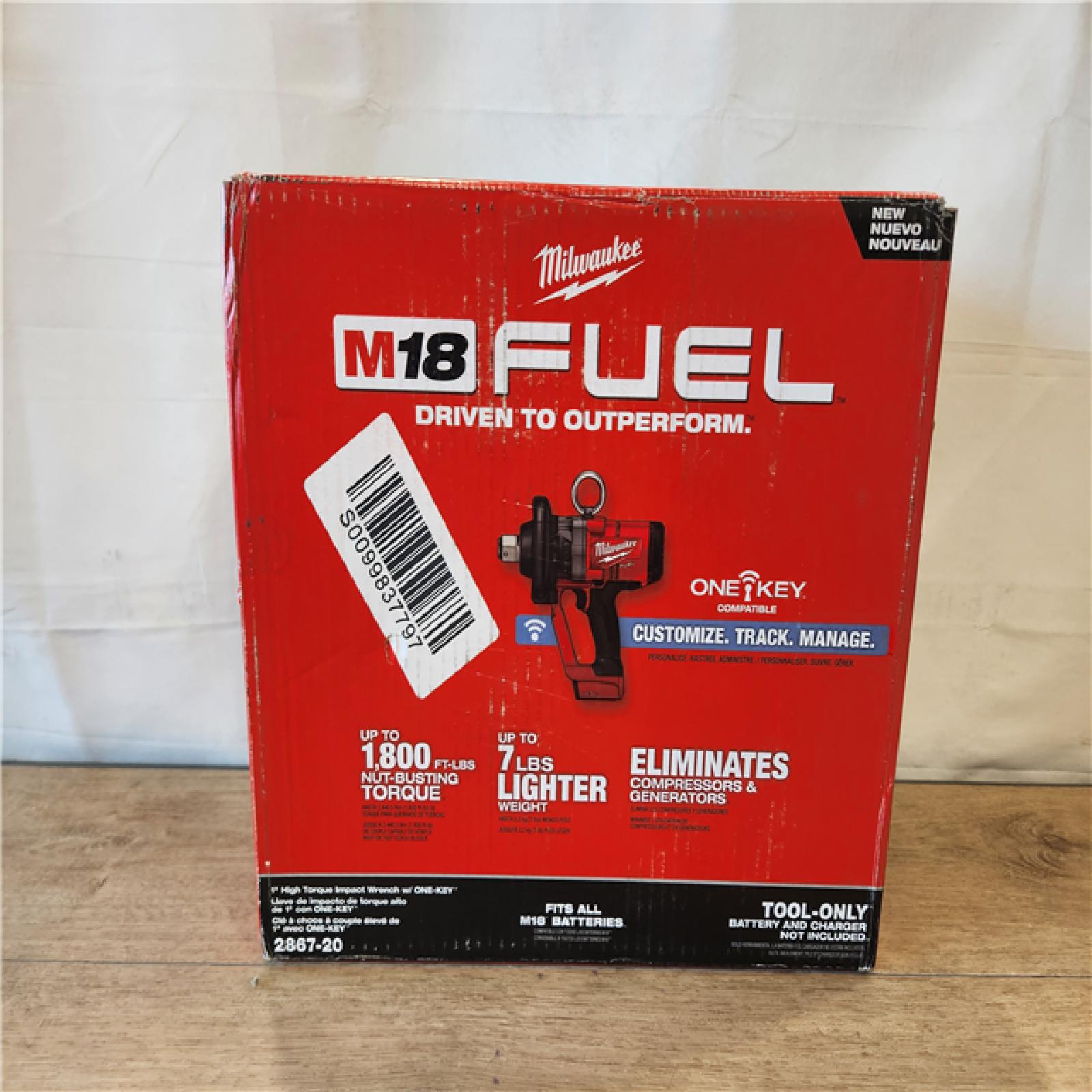 NEW- Milwaukee FUEL ONE-KEY 18V Lithium-Ion Brushless Cordless 1 in. Impact Wrench with Friction Ring (Tool-Only)