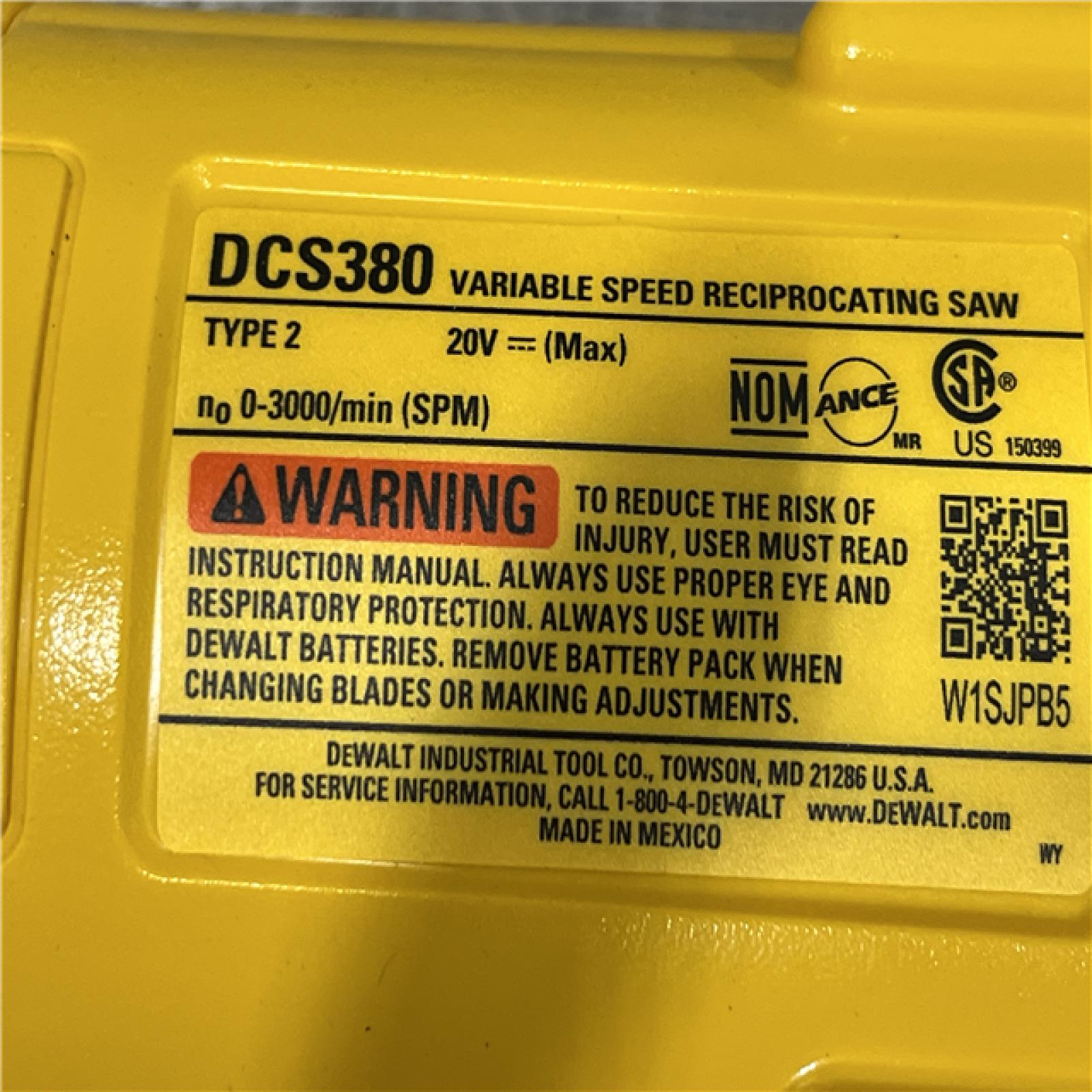 AS-IS DEWALT 20V MAX Cordless Reciprocating Saw (Tool Only)
