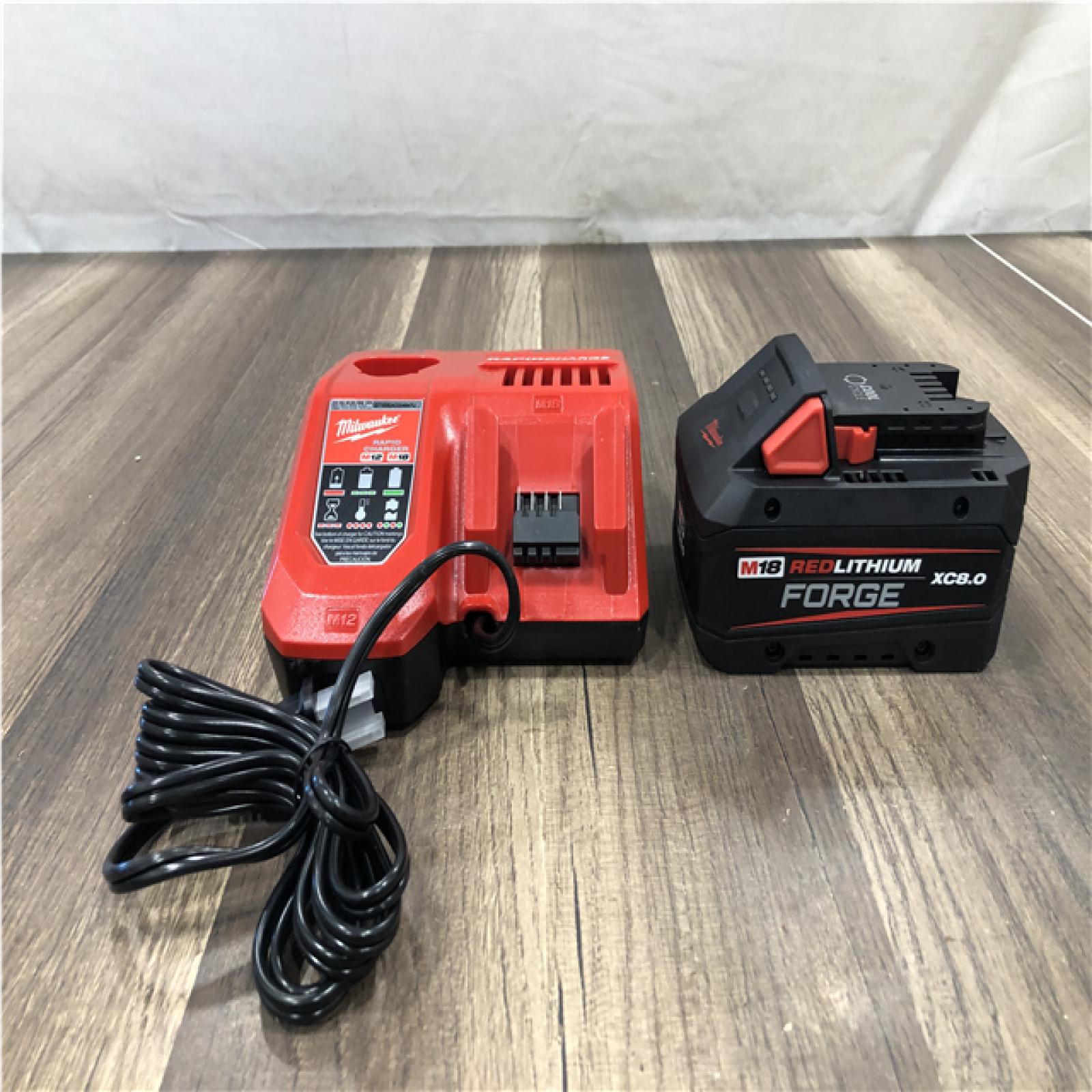 AS-IS Milwaukee 18-Volt Lithium-Ion REDLITHIUM FORGE Starter Kit with 8.0Ah Battery and Rapid Charger