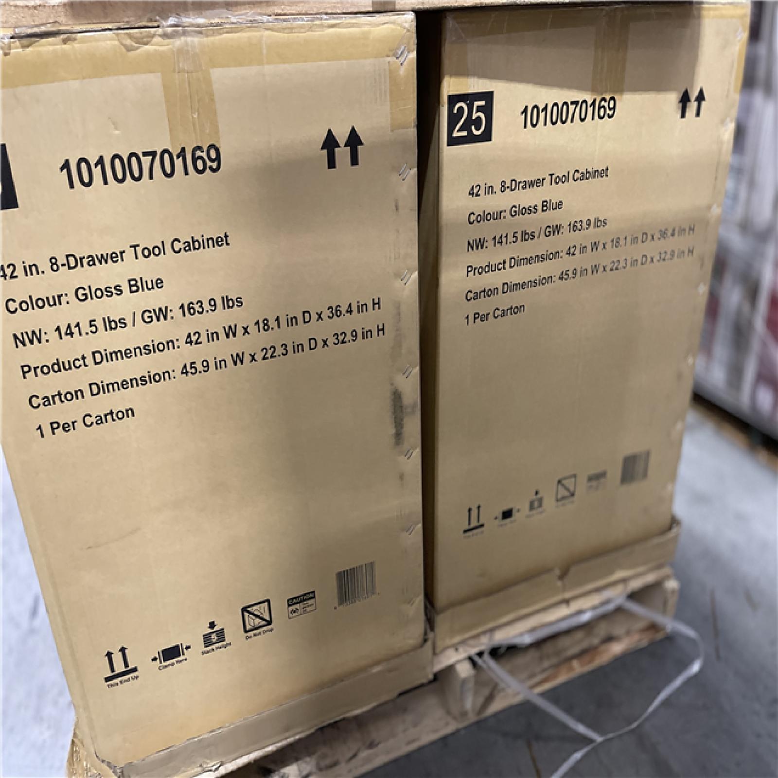 DALLAS LOCATION -Husky Standard Duty 42 in. 8-Drawer Blue Rolling Tool Cabinet PALLET-(2 UNITS)