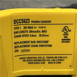 AS-IS DEWALT 20V MAX 8 in. Brushless Cordless Battery Powered Pruning Chainsaw (Tool Only)