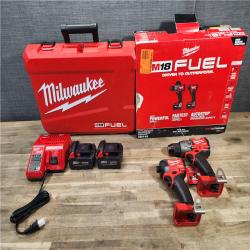 HOUSTON LOCATION - AS-IS (APPEARS LIKE NEW) MILWAUKEE FUEL 18V Lithium-Ion Brushless Cordless Hammer Drill and Impact Driver Combo Kit (2-Tool) with 2 Batteries