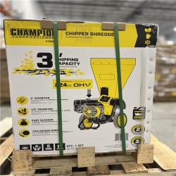 NEW! - Champion Power Equipment 3 in. Dia 224 cc 2-in-1 Upright Gas Powered Wood Chipper Shredder
