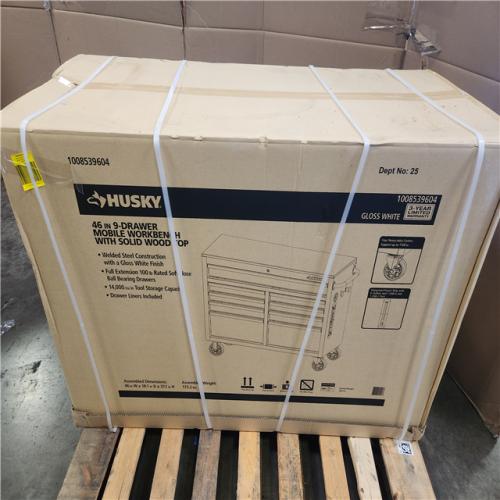 Phoenix NEW Husky Tool Storage 46 in. W x 18 in. D 9-Drawer Gloss White Mobile Workbench Cabinet