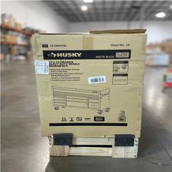 DALLAS LOCATION- AS-IS HUSKY Heavy Duty 61 in. W x 22 in. D 15-Drawer MOBILE WORKBENCH MATTE BLACK/WOODTOP