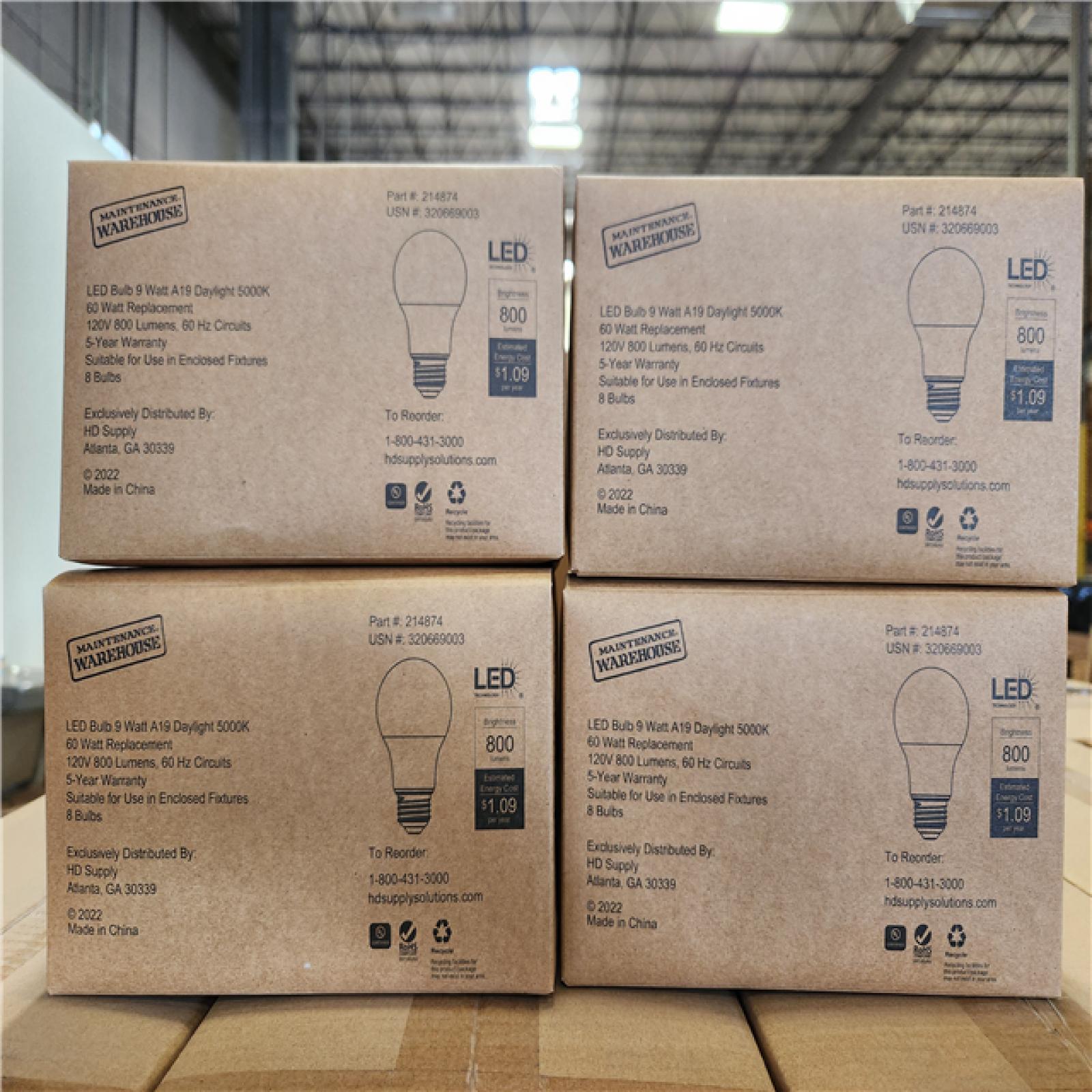 Phoenix Location NEW LED Bulb A19 5000K, 60 Watt Replacement 120V 840 Lumens 8 Bulbs/Pack (108 Packs)
