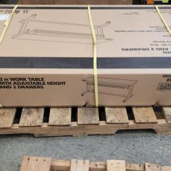 Phoenix NEW Husky 62 in. W x 24 in. D 2-Drawer Adjustable Height Black Workbench Table with Solid Wood Top (SEALED)