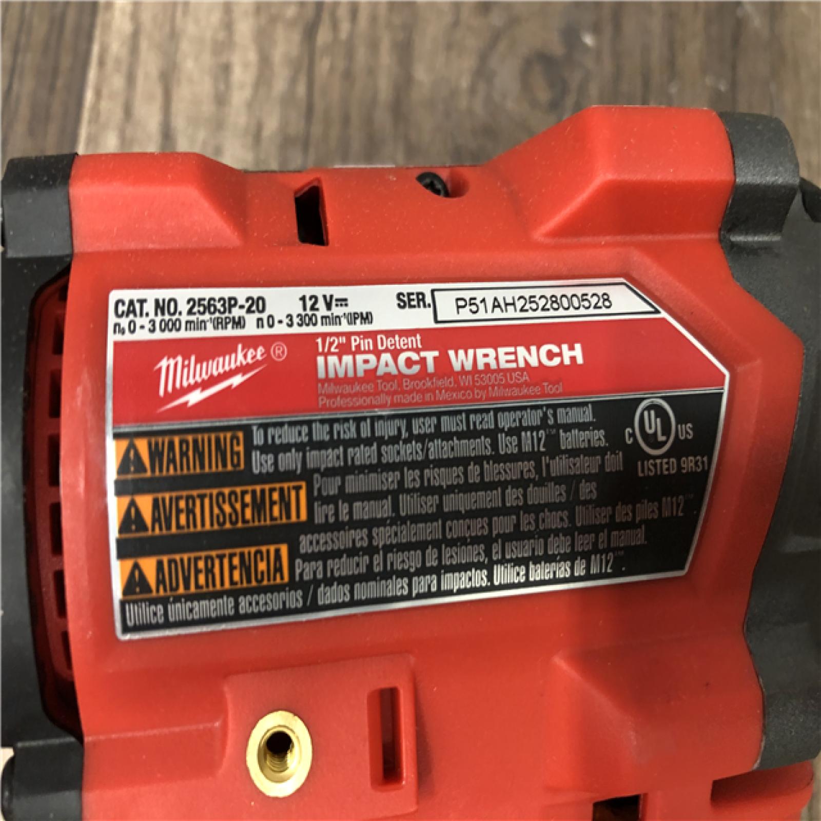AS-IS  Milwaukee FUEL 12V Lithium-Ion Brushless Cordless Stubby 1/2 in. Impact Wrench with Pin Detent (Tool-Only)