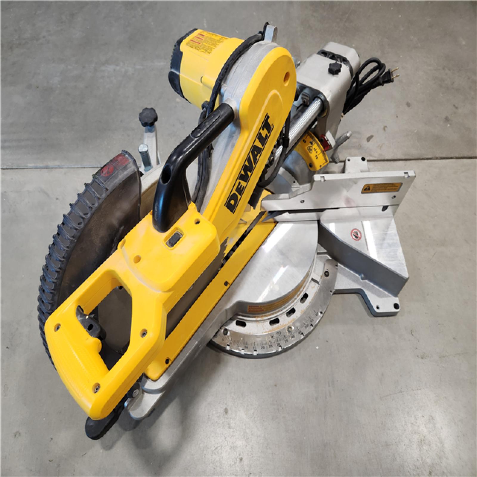 AS-IS DEWALT 15 Amp Corded 12 in. Double Bevel Sliding Compound Miter Saw