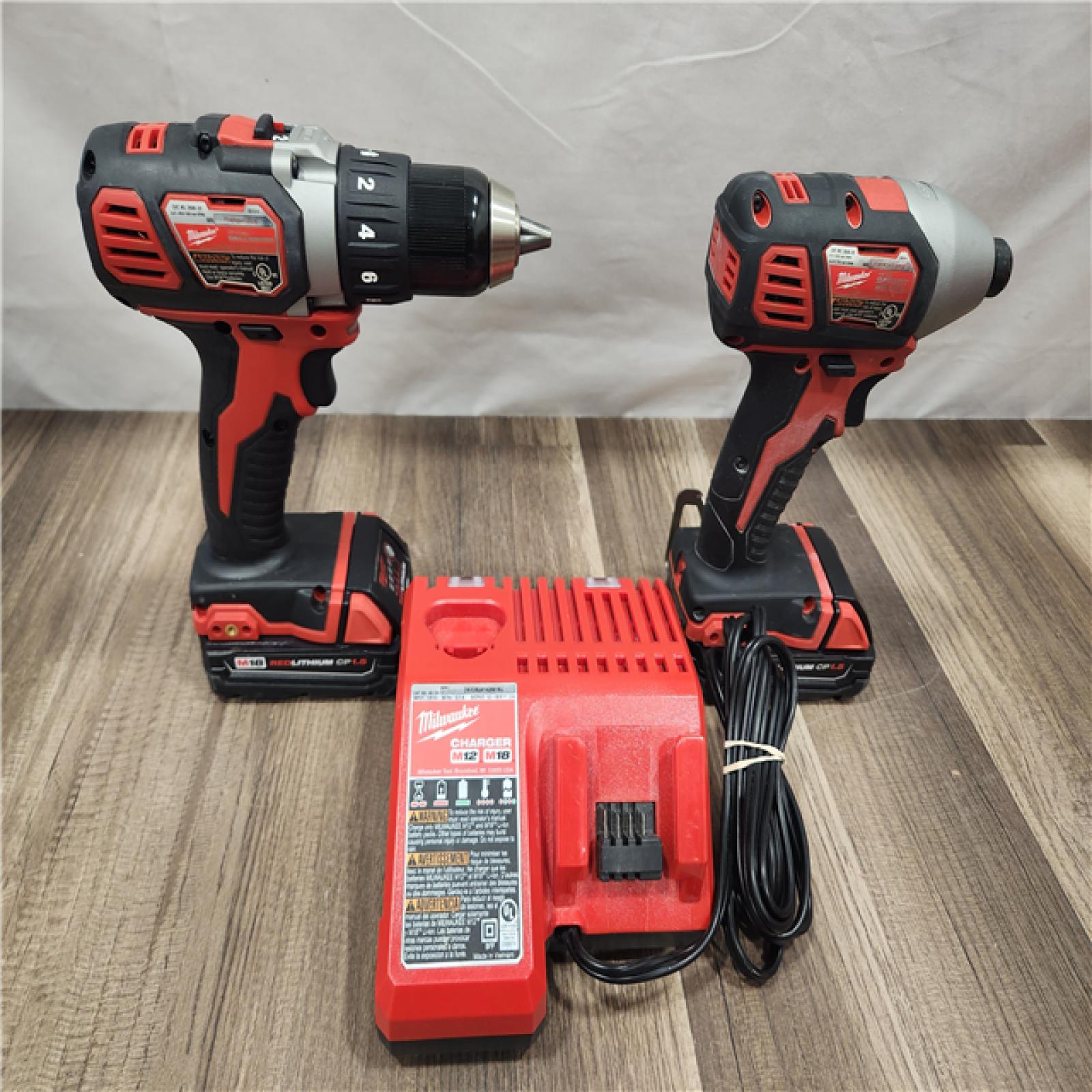 AS-IS- Milwaukee 18V Cordless Brushed 2-Tool Drill/Driver and Impact Driver Kit