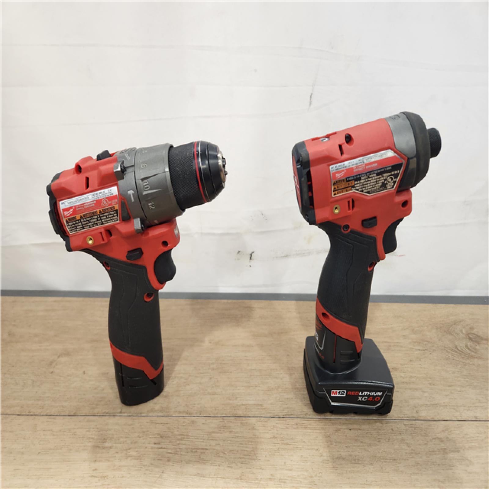 AS-IS- Milwaukee FUEL 12-Volt Lithium-Ion Brushless Cordless Hammer Drill and Impact Driver Combo Kit