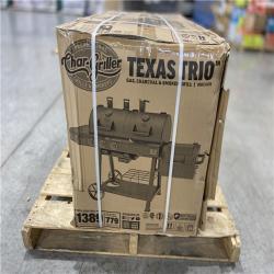 DALLAS LOCATION - Char-Griller Texas Trio 4-Burner Dual Fuel Grill with Smoker in Black