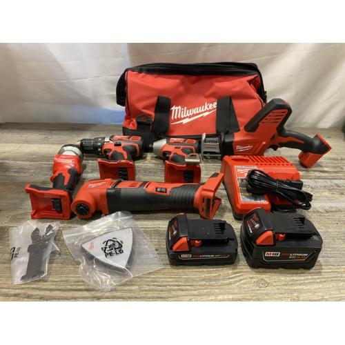 LIKE NEW - Milwaukee 18V Lithium-Ion Cordless (5-Tool) Combo Kit