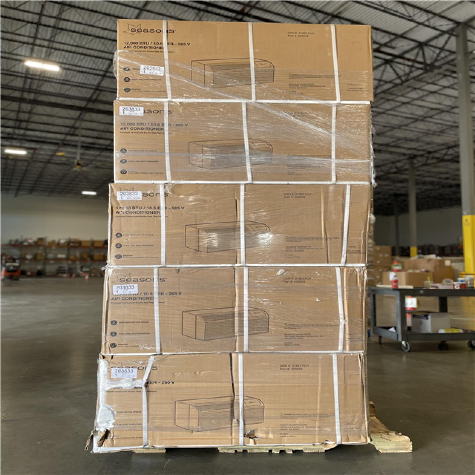 DALLAS LOCATION - AS-IS SEASONS 12 000 BTU 265V AIR CONDITIONER PALLET-(10 UNITS)