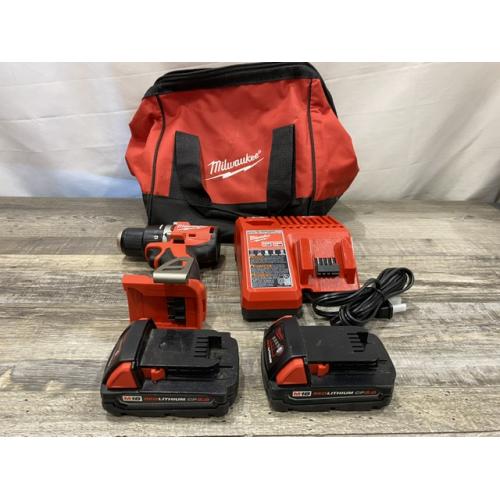 AS-IS Milwaukee 18V Lithium-Ion Brushless Cordless 1/2 in. Compact Drill/Driver Kit
