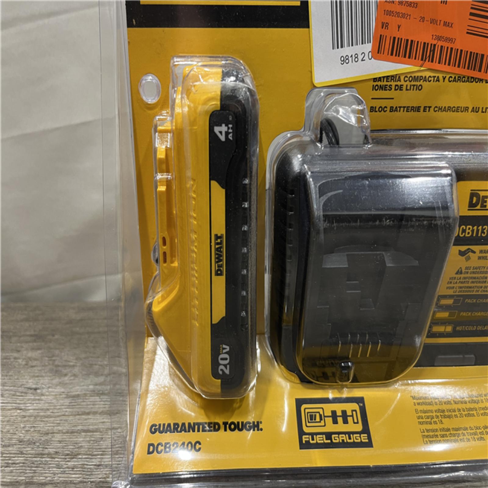 NEW - DEWALT 20-Volt MAX Lithium-Ion 4.0Ah Battery with 12-Volt to 20-Volt MAX Charger