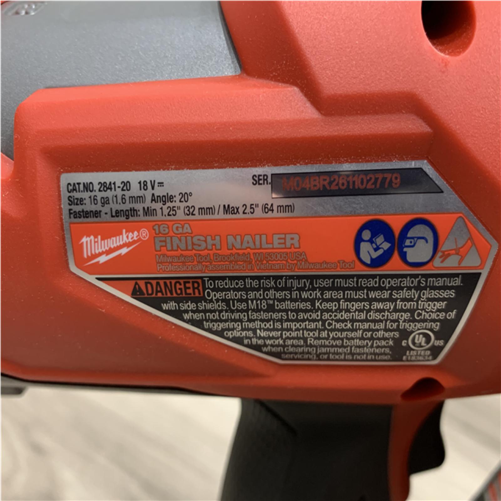 AS-IS Milwaukee FUEL 18-Volt Lithium-Ion Brushless Cordless Gen II 16-Gauge Angled Finish Nailer (Tool-Only)