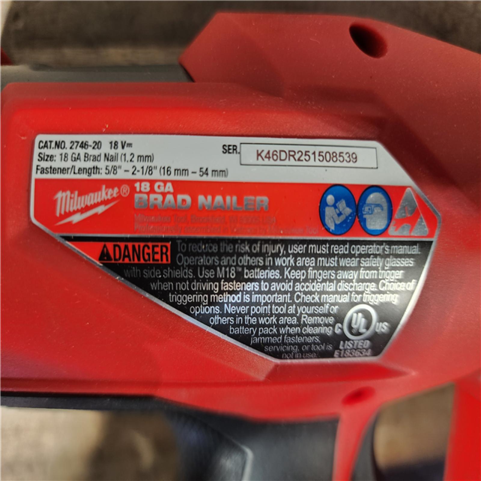 HOUSTON LOCATION - AS-IS Milwaukee M18 Fuel 18V Brushless 18-Gauge Brad Nailer 2746-20 (Bare Tool)