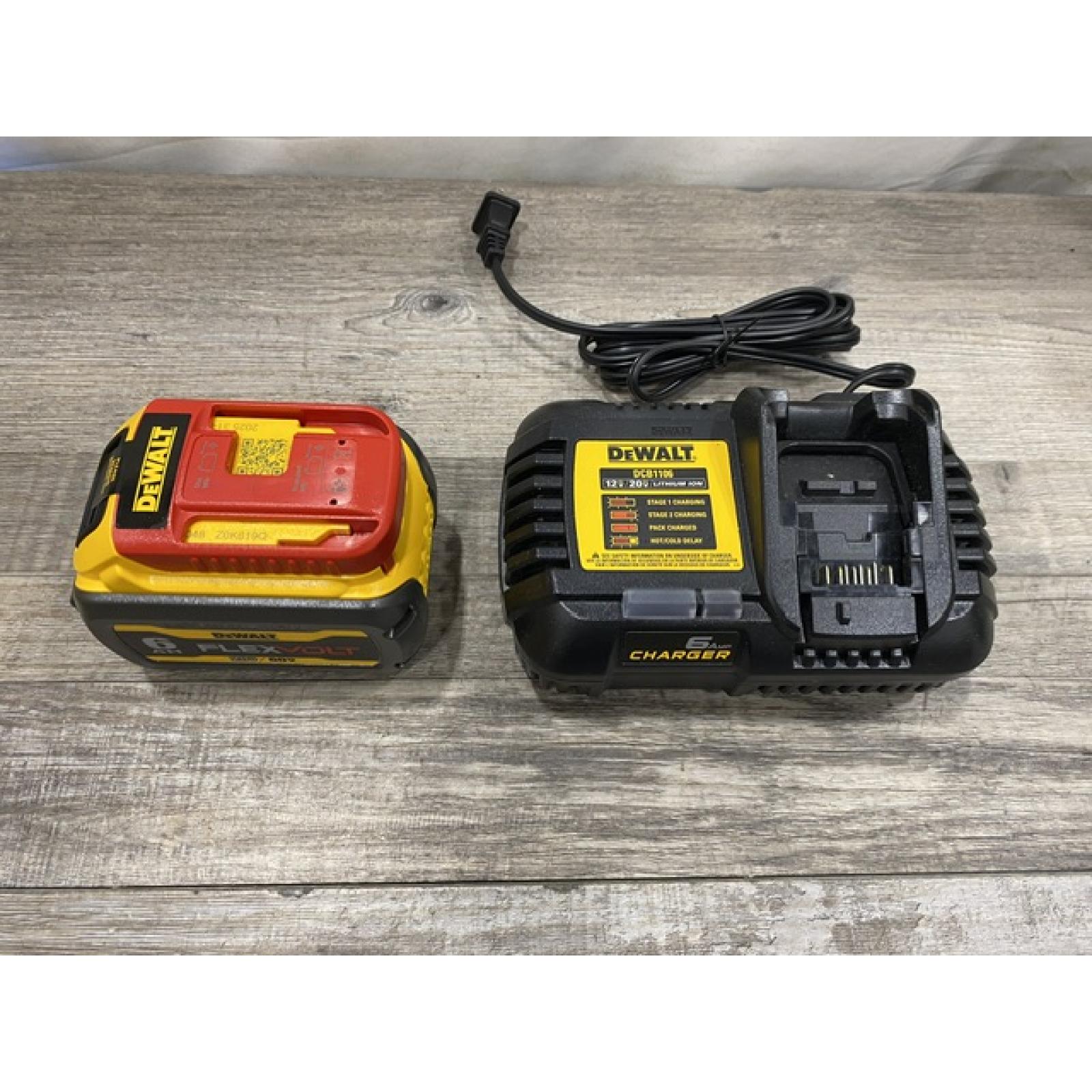 AS-IS DEWALT FLEXVOLT 20V/60V MAX Lithium-Ion 6.0Ah Battery Pack with 6 Amp Output Charger
