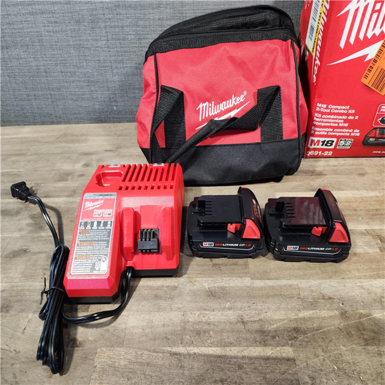 HOUSTON LOCATION - AS-IS Milwaukee 18V Cordless Brushed 2-Tool Drill/Driver and Impact Driver Kit