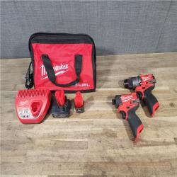 HOUSTON LOCATION - AS-IS Milwaukee FUEL 12-Volt Lithium-Ion Brushless Cordless Hammer Drill and Impact Driver Combo Kit