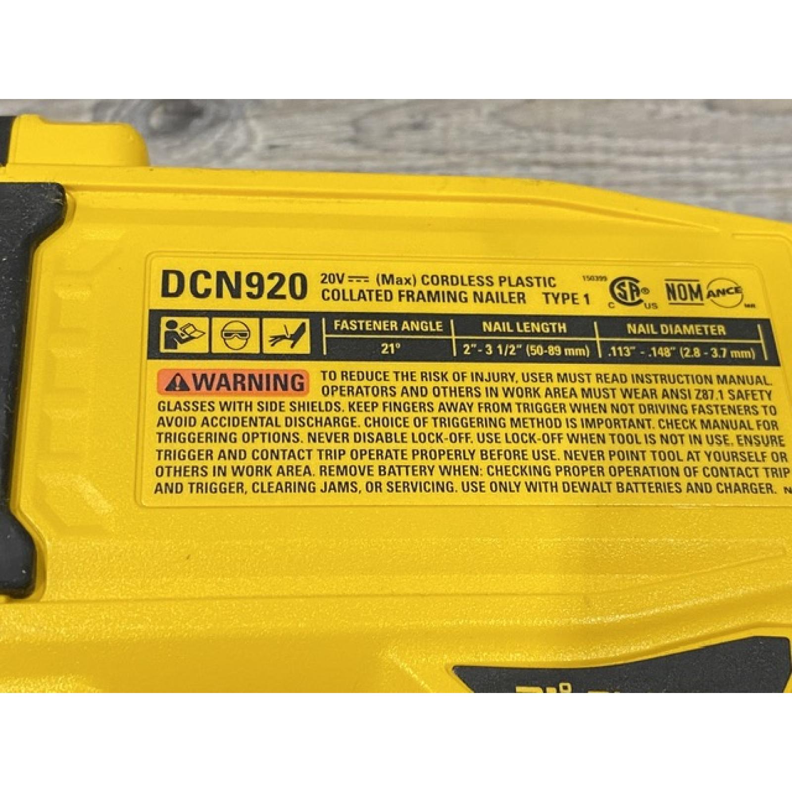 AS-IS DEWALT 20-Volt 21° Cordless Framing Nailer (Tool-Only)