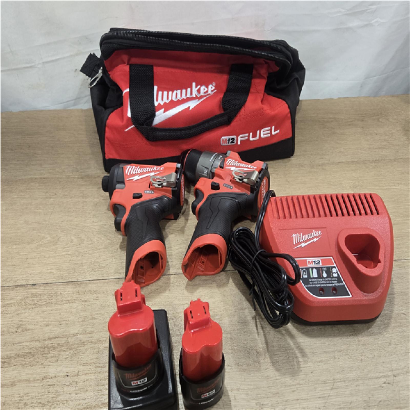 AS-IS Milwaukee FUEL 12-Volt Lithium-Ion Brushless Cordless Hammer Drill and Impact Driver Combo Kit