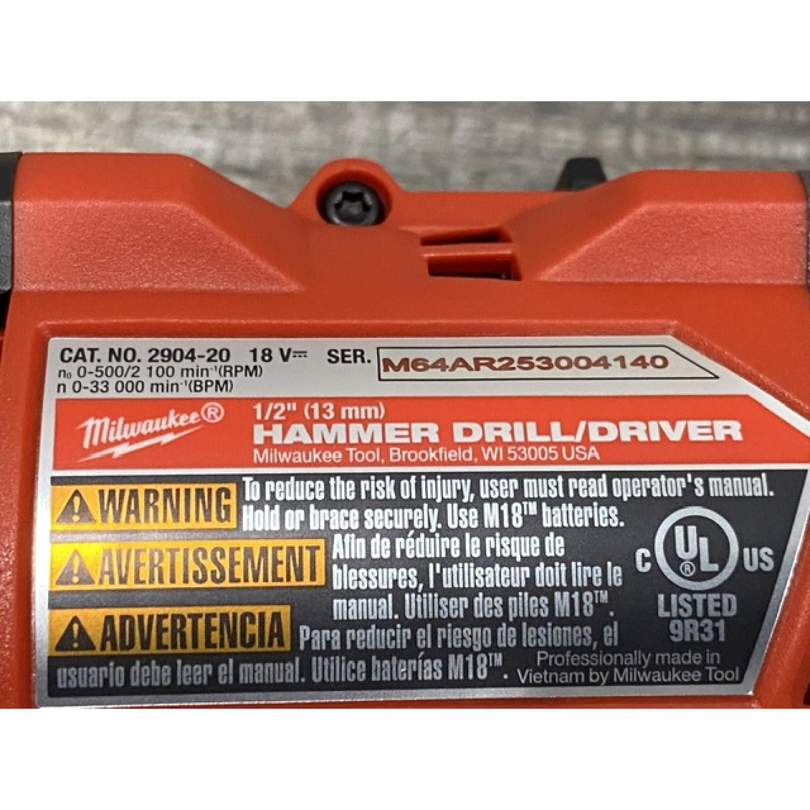 AS-IS Milwaukee FUEL 18V Lithium-Ion Brushless Cordless 1/2 in. Hammer Drill Driver Kit