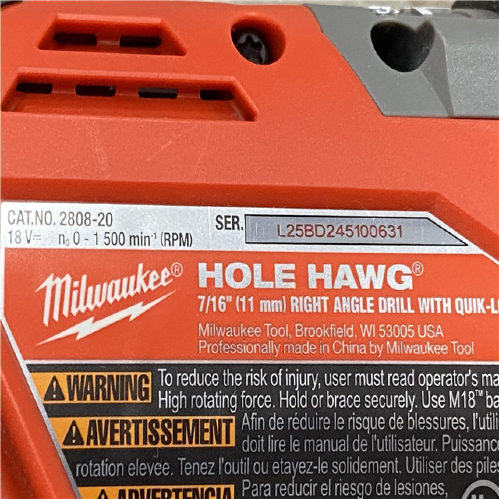 AS-IS Milwaukee FUEL 18V Lithium-Ion Brushless Cordless Hole Hawg 7/16 in. Right Angle Drill W/ Quick-Lok (Tool-Only)