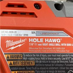 AS-IS Milwaukee FUEL 18V Lithium-Ion Brushless Cordless Hole Hawg 7/16 in. Right Angle Drill W/ Quick-Lok (Tool-Only)