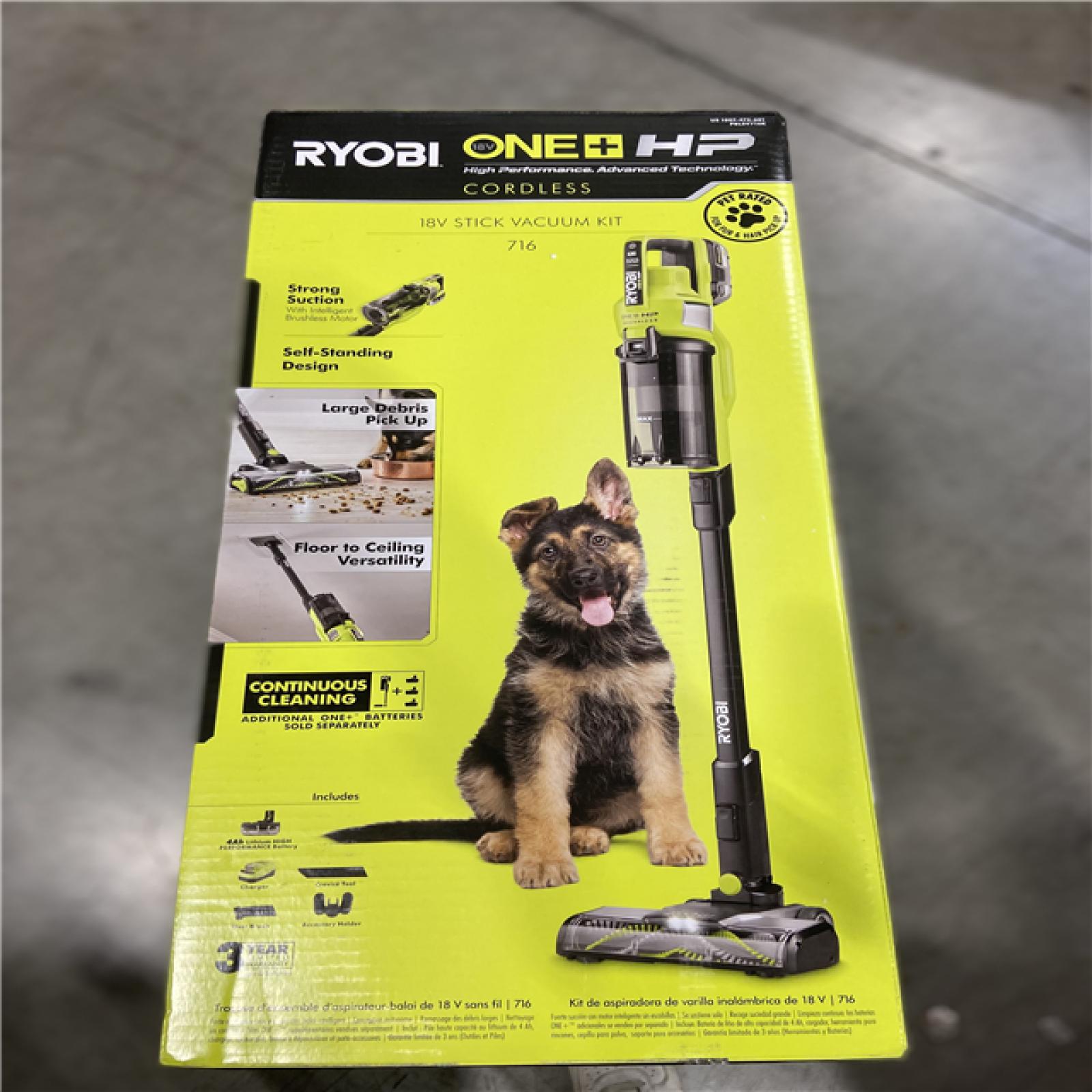 NEW! - RYOBI ONE+ HP 18V Cordless Pet Stick Vacuum Cleaner Kit with 4.0 Ah HIGH PERFORMANCE Battery and Charger