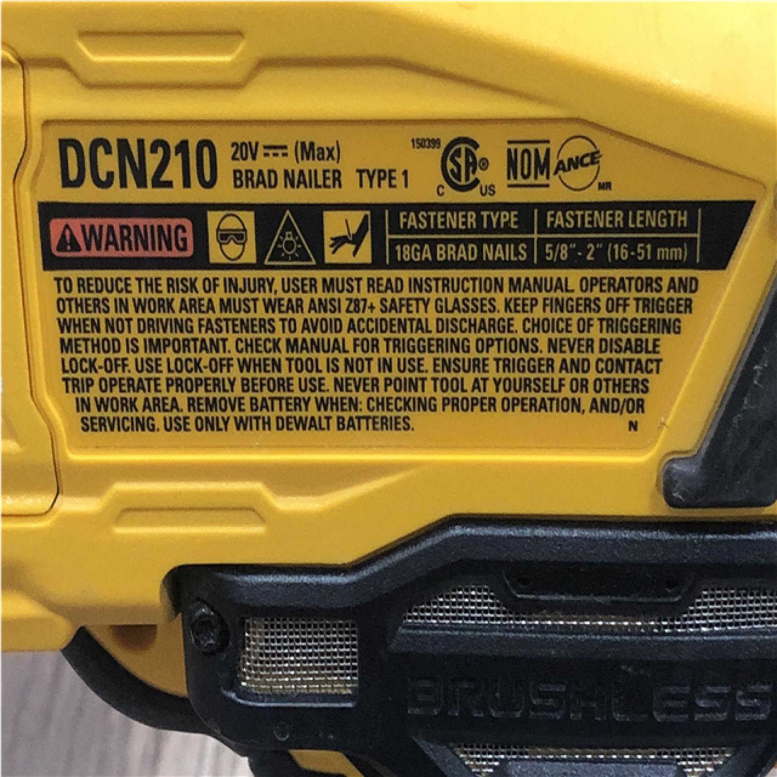AS-IS DEWALT 20V MAX XR 18 Gauge Cordless Brad Nailer (Tool Only)