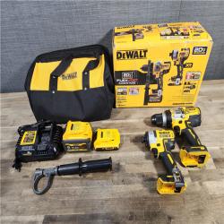 HOUSTON LOCATION - AS-IS DEWALT 20V MAX Cordless Brushless Hammer Drill/Driver 2 Tool Combo Kit with FLEXVOLT ADVANTAGE
