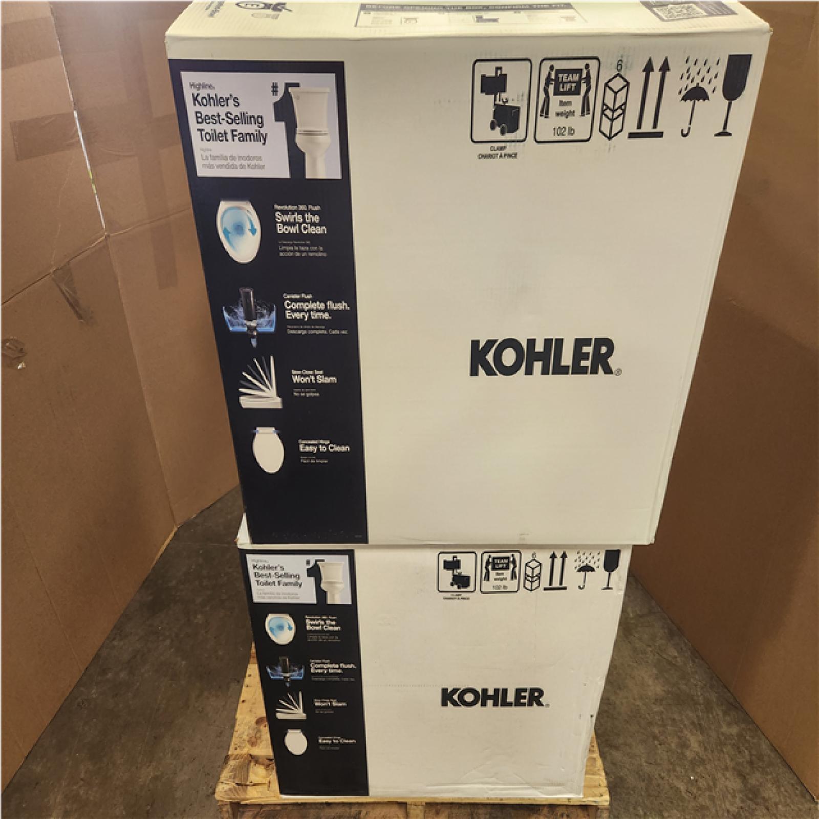 Phoenix NEW 6 KOHLER Highline Arc 2-Piece 1.28 GPF Single Flush Elongated Toilet in White (Seat Included) MUST INSPECT ON SITE