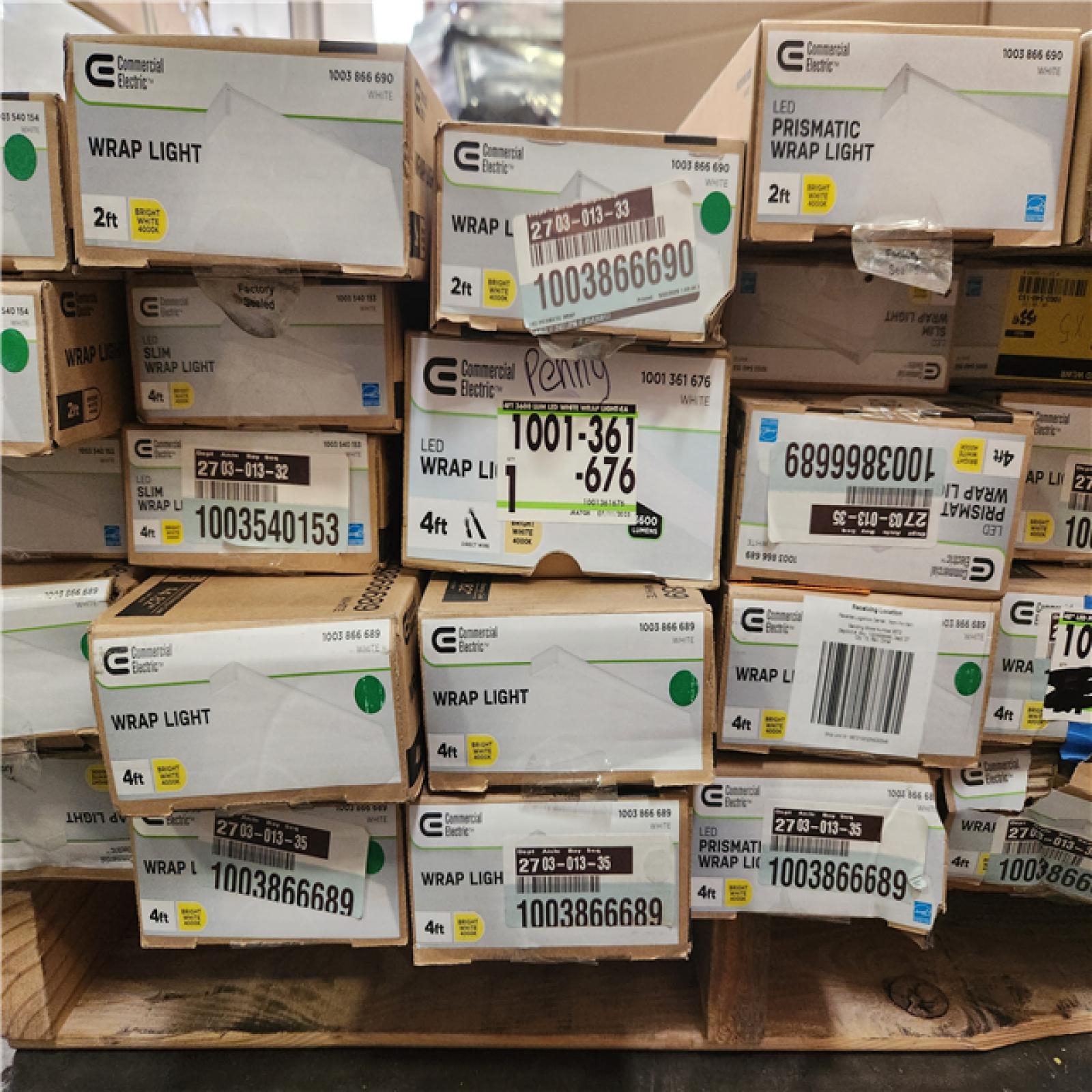 Phoenix AS-IS Mixed Commercial Electric Lumens White Integrated LED Wraparound Light with Prismatic Lens Pallet (36-Boxes)