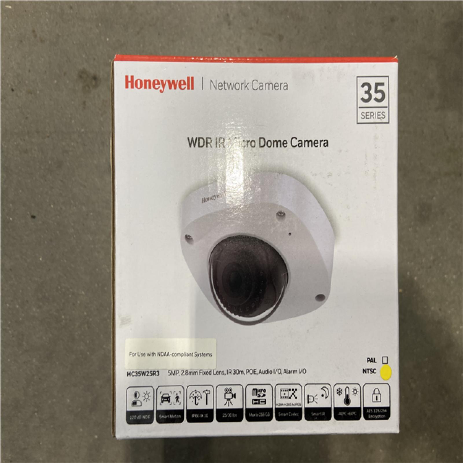 AS-IS - Honeywell HC35W25R3 35 Series 5MP IR Fixed Micro WDR IP Dome Camera, 2.8mm Lens, White