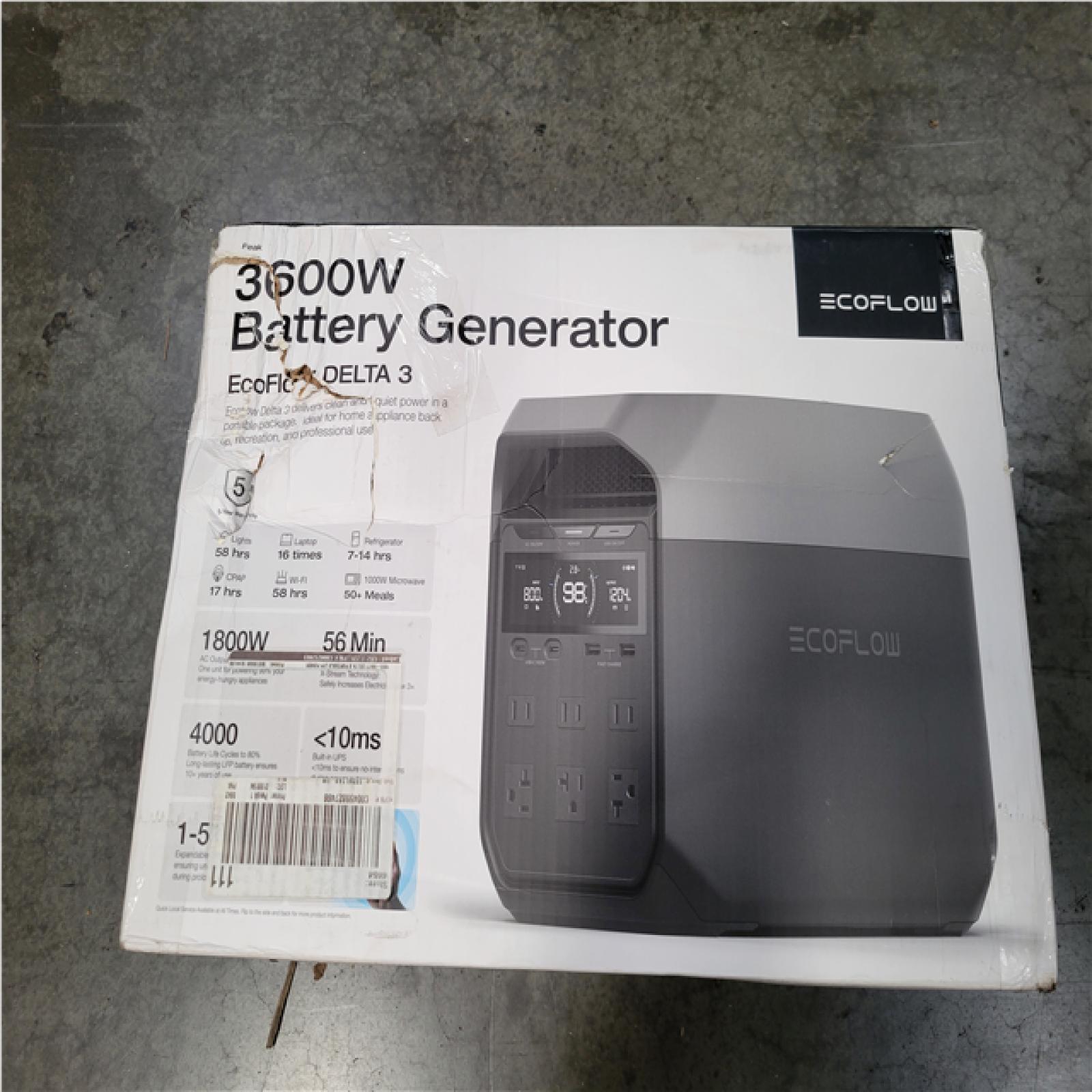 CALIFORNIA AS IS ECOFLOW 1800W DELTA 3 GENERATOR