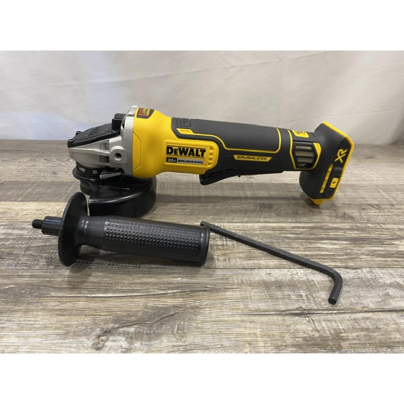 AS-IS DEWALT 20V MAX XR Cordless Brushless 4.5 in. Paddle Switch Small Angle Grinder with Kickback Brake (Tool Only)